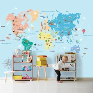Adesivo Mapa Mundi Azul 01