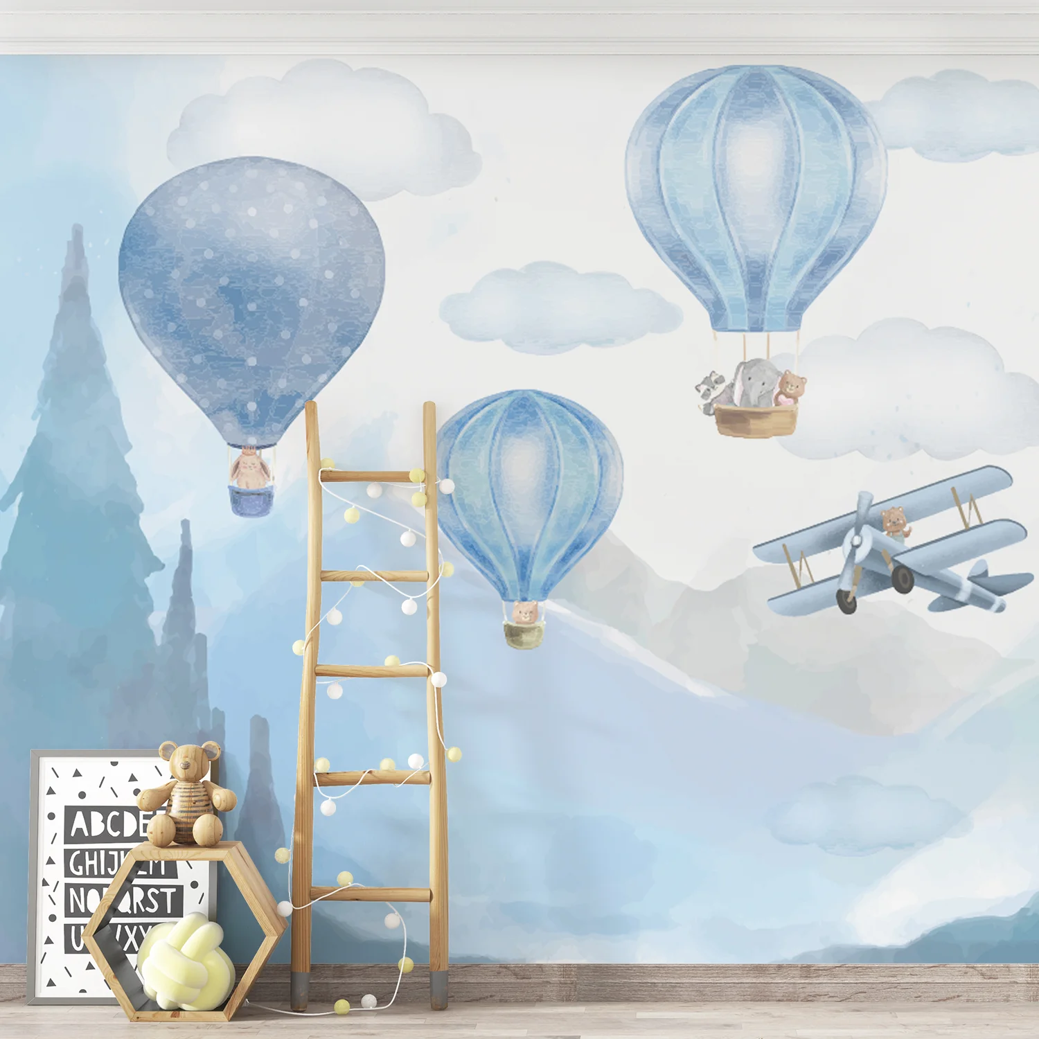 Papel de Parede Balões Azuis