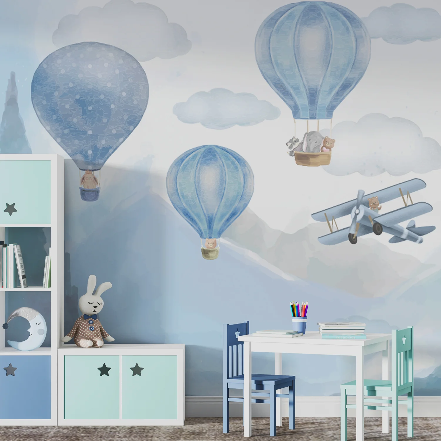 Papel de Parede Balões Azuis - Imagem 2